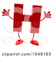 Royalty Free RF Clip Art Illustration Of A 3d Red Letter H Character by Julos