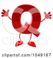 Royalty Free RF Clip Art Illustration Of A 3d Red Letter Q Character by Julos