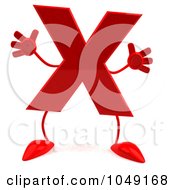Royalty Free RF Clip Art Illustration Of A 3d Red Letter X Character by Julos
