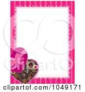 Poster, Art Print Of Valentines Day Border Of A Box Of Heart Chocolates And Pink Around White