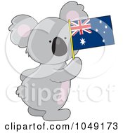 Poster, Art Print Of Cute Australian Koala Holding A Flag