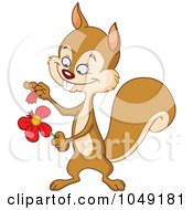 Poster, Art Print Of Squirrel Playing Loves Me Not With Flower Petals