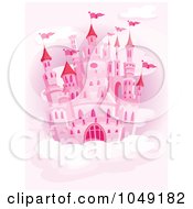 Royalty Free RF Clip Art Illustration Of A Pink Castle In A Cloudy Pink Sky