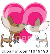 Poster, Art Print Of Valentine Chihuahua Couple Smooching Over A Heart