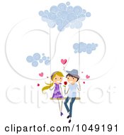 Poster, Art Print Of Valentine Stick Couple Swinging In The Clouds