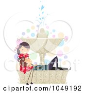 Poster, Art Print Of Valentine Stick Couple Relaxing On A Fountain