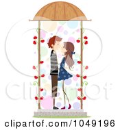 Valentine Stick Couple About To Kiss In A Gazebo
