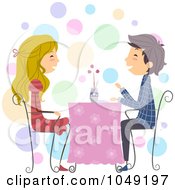 Poster, Art Print Of Valentine Stick Couple Dining At A Restaurant