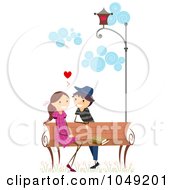 Poster, Art Print Of Valentine Stick Boy Flirting With A Girl At A Bench