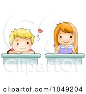 Poster, Art Print Of Valentine Cartoon Boy Crushing Over A School Girl