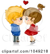 Poster, Art Print Of Valentine Cartoon Couple Touching Foreheads