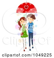 Poster, Art Print Of Valentine Stick Couple Sharing An Umbrella