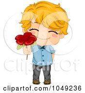 Valentine Boy Giving A Red Flower