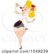 Royalty Free RF Clip Art Illustration Of A Valentine Pinup Woman Smelling A Rose