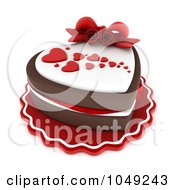 Poster, Art Print Of 3d Heart Chocolate Cake Topped Fondant Hearts And Roses