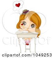 Valentine Girl Writing A Love Letter At A Desk