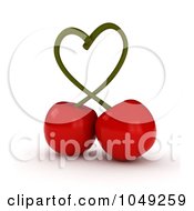 Poster, Art Print Of 3d Cherries Forming A Heart With The Stems