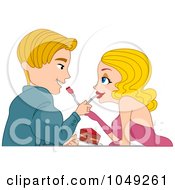Royalty Free RF Clip Art Illustration Of An Adult Valentine Couple Feeding Each Other Cake