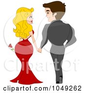 Royalty Free RF Clip Art Illustration Of An Adult Valentine Couple Holding Hands From Behind