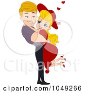 Royalty Free RF Clip Art Illustration Of An Adult Valentine Couple Hugging
