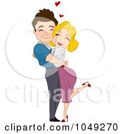 Royalty Free RF Clip Art Illustration Of An Adult Valentine Couple Hugging And Smiling
