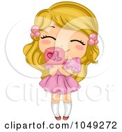 Royalty Free RF Clip Art Illustration Of A Valentine Girl Holding A Heart Cake