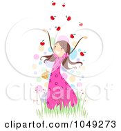 Poster, Art Print Of Valentine Stick Girl Throwing Heart Leaves