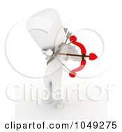 Royalty Free RF Clip Art Illustration Of A 3d Ivory White Man Cupid Aiming An Arrow 1