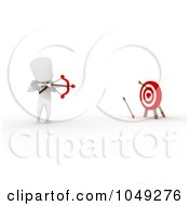 Poster, Art Print Of 3d Ivory White Man Cupid Shooting At A Target
