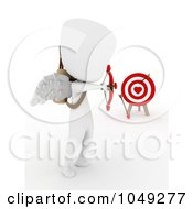 Poster, Art Print Of 3d Ivory White Man Cupid Aiming At A Target