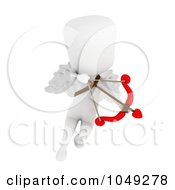 Poster, Art Print Of 3d Ivory White Man Cupid Flying And Aiming