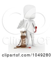 Poster, Art Print Of 3d Ivory White Man Cupid Standing By Arrows