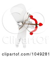 Poster, Art Print Of 3d Ivory White Man Cupid Aiming An Arrow - 2