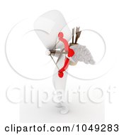 Poster, Art Print Of 3d Ivory White Man Cupid Aiming An Arrow - 3