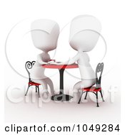 Poster, Art Print Of 3d Ivory White Couple On A Date At A Cafe - 1