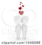Poster, Art Print Of 3d Ivory White Couple Holding Hands Under Hearts