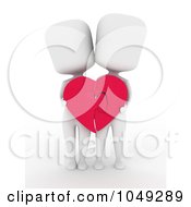 3d Ivory White Couple Holding A Heart Puzzle Together