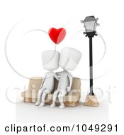 Royalty Free RF Clip Art Illustration Of A 3d Ivory White Couple Sitting On A Bench