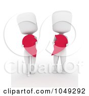 3d Ivory White Couple Holding Broken Heart Pieces