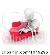 3d Ivory White Couple Relaxing On A Couch