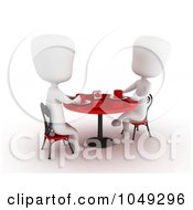Poster, Art Print Of 3d Ivory White Couple On A Date At A Cafe - 3