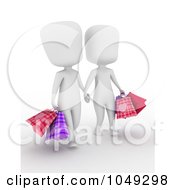 Royalty Free RF Clip Art Illustration Of A 3d Ivory White Couple Shopping