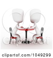 Royalty Free RF Clip Art Illustration Of A 3d Ivory White Couple On A Date At A Cafe 2