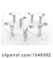 Royalty Free RF Clip Art Illustration Of A 3d Ivory White Person Group Talking About Love