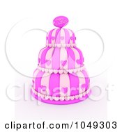 Poster, Art Print Of 3d Pink Three Layer Valentine Cake With Hearts