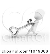 Poster, Art Print Of 3d Ivory White Person Dragging A Heart Skeleton Key