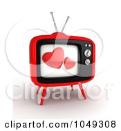 Poster, Art Print Of 3d Television With Hearts On The Screen