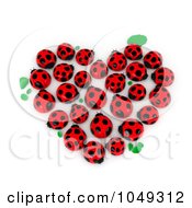 Poster, Art Print Of 3d Heart Formed Of Lady Bugs And Leaves