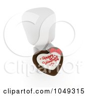 Poster, Art Print Of 3d Ivory White Person Holding A Valentine Heart Cake