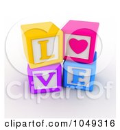 Poster, Art Print Of 3d Colorful Alphabet Blocks Spelling Love With A Heart